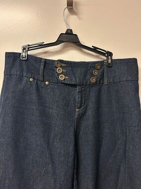 Kaki Dark Blue Button-Front wide-leg Women’s Jeans